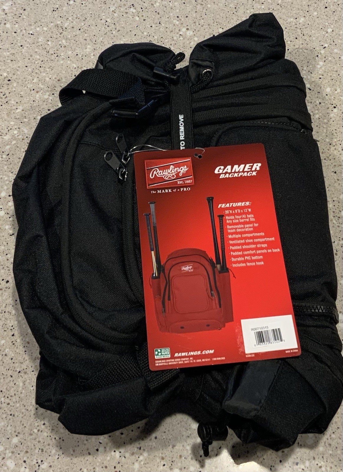 New Rawlings Baseball GAMER BACKPACK - Holds 4 bats, Shoe Compartment + others