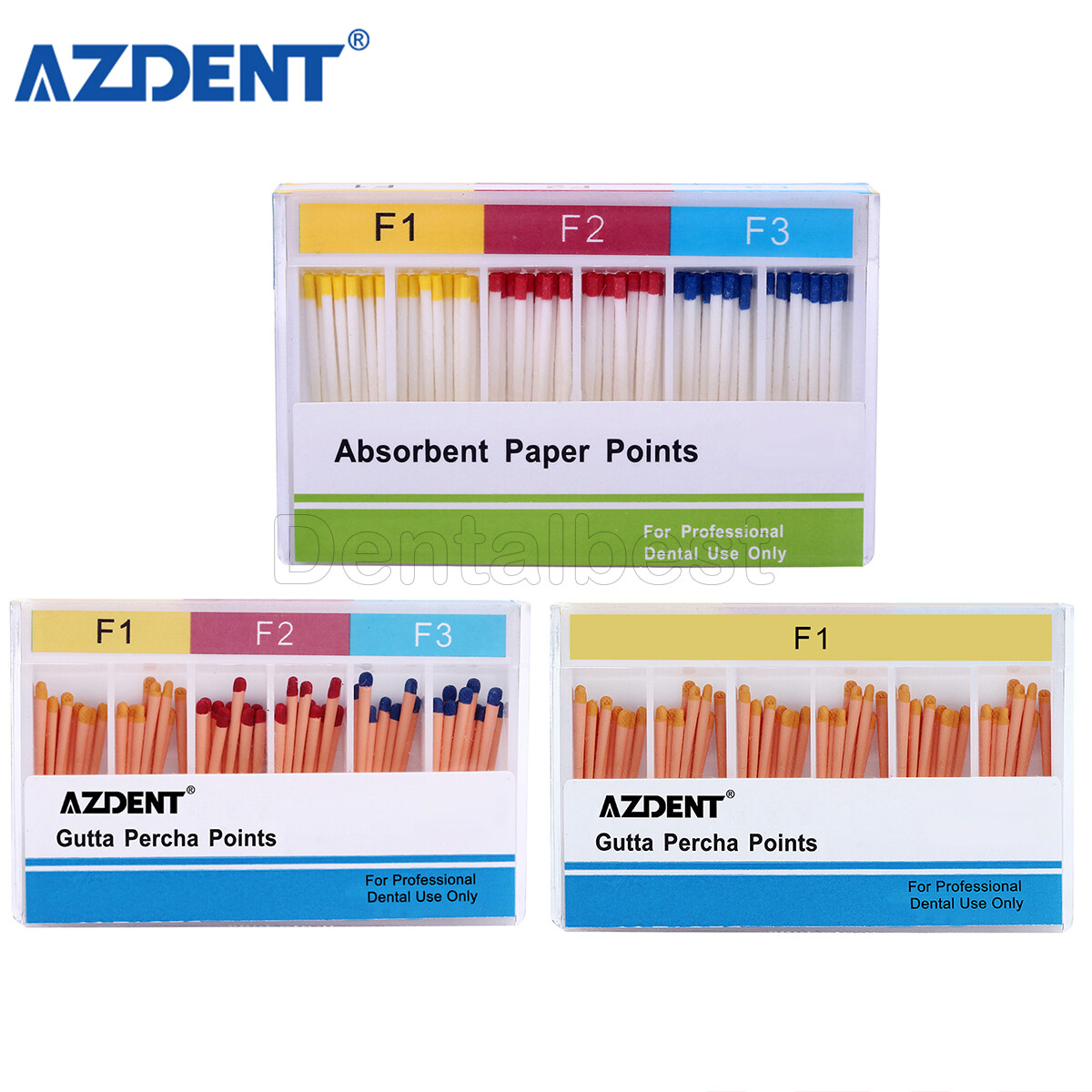 AZDENT Dental Endodoncia Puntas De Gutapercha Y Papel Absorbente F1 F2 F3