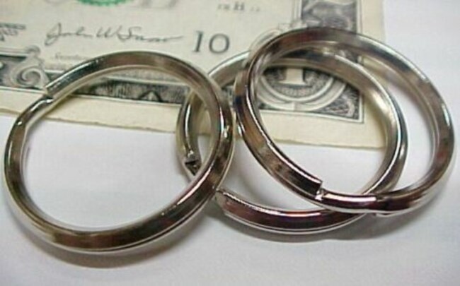 Lot 100 Bright Chrome Key Rings, Keyrings 26mm Diameter Plated Steel, Keys, New