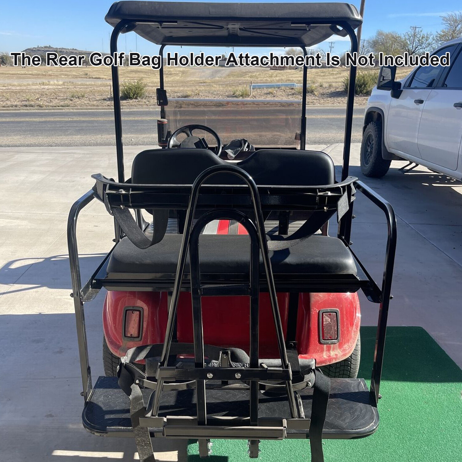 Golf Cart Black Rear Flip Folding Seat Kit + Grab Bar For EZGO TXT 1995-Up