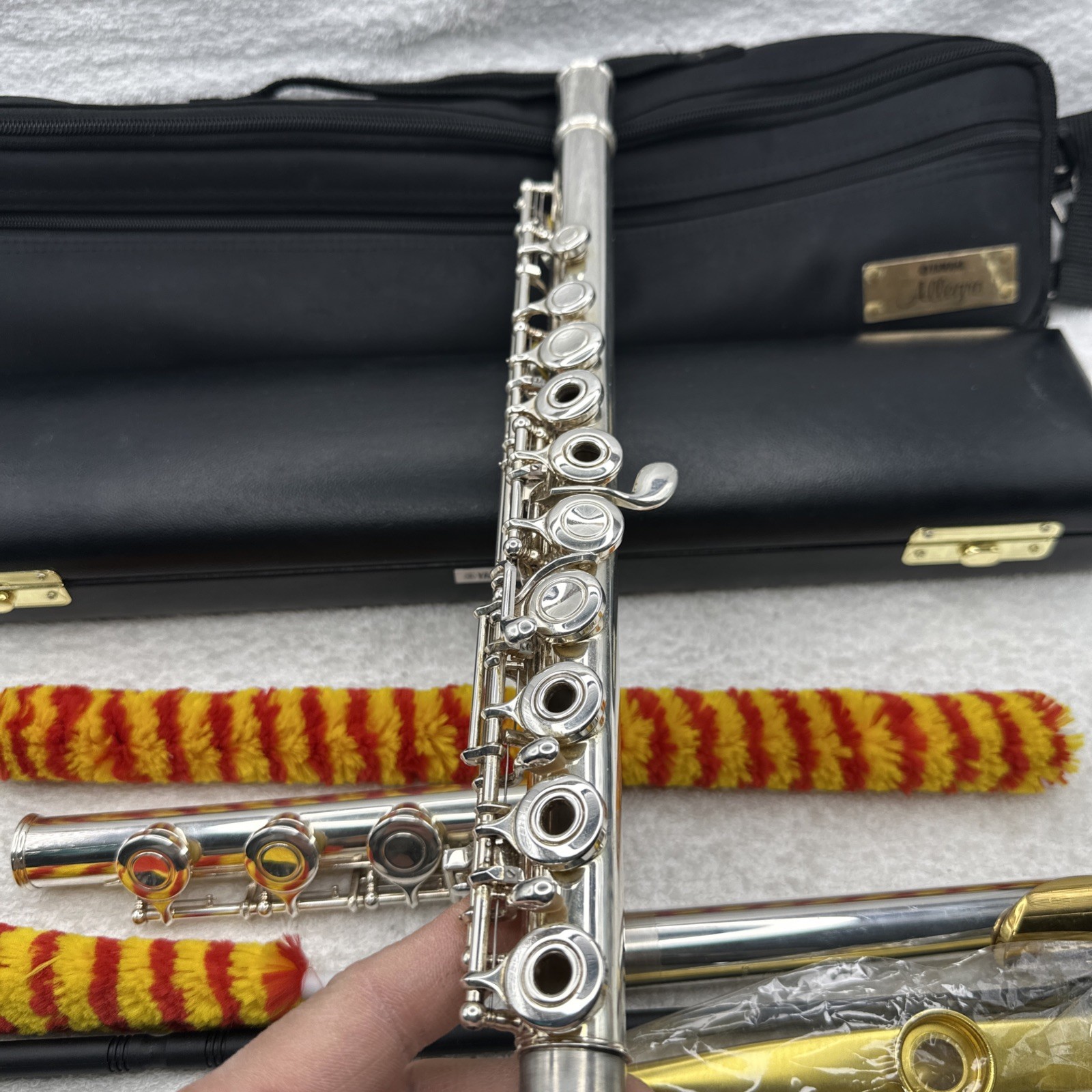 Yamaha Allegro YFL-371 371 Silver Head 925 Open Hole Flute Gold Plated Lip Plate