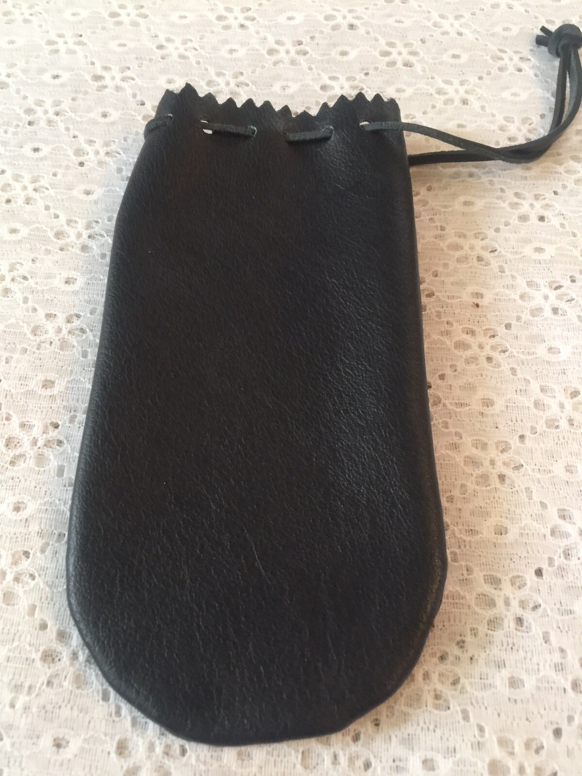 Leather Drawstring Pouch Hand Made In U.S.A. Coins, Crystals, Eye Glass Case NEW