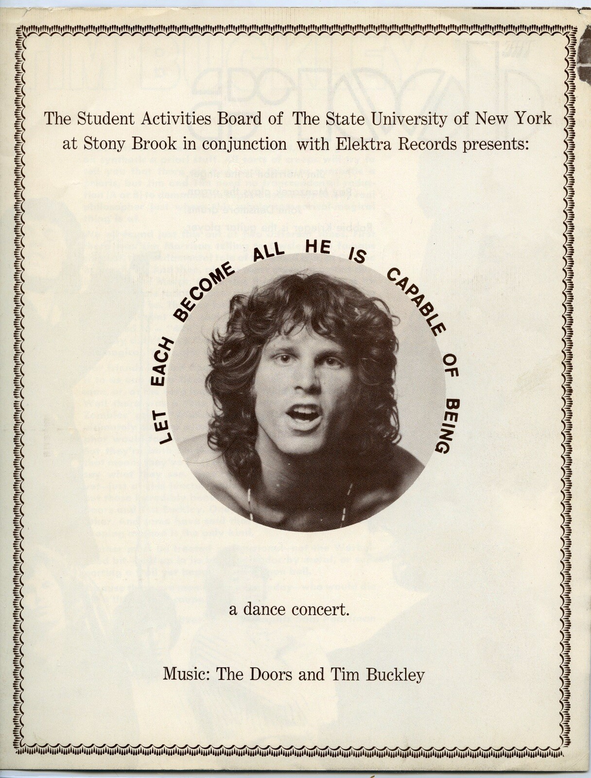 1967 THE DOORS State Univ of New York at Stony Brook Concert Program TIM BUCKLEY