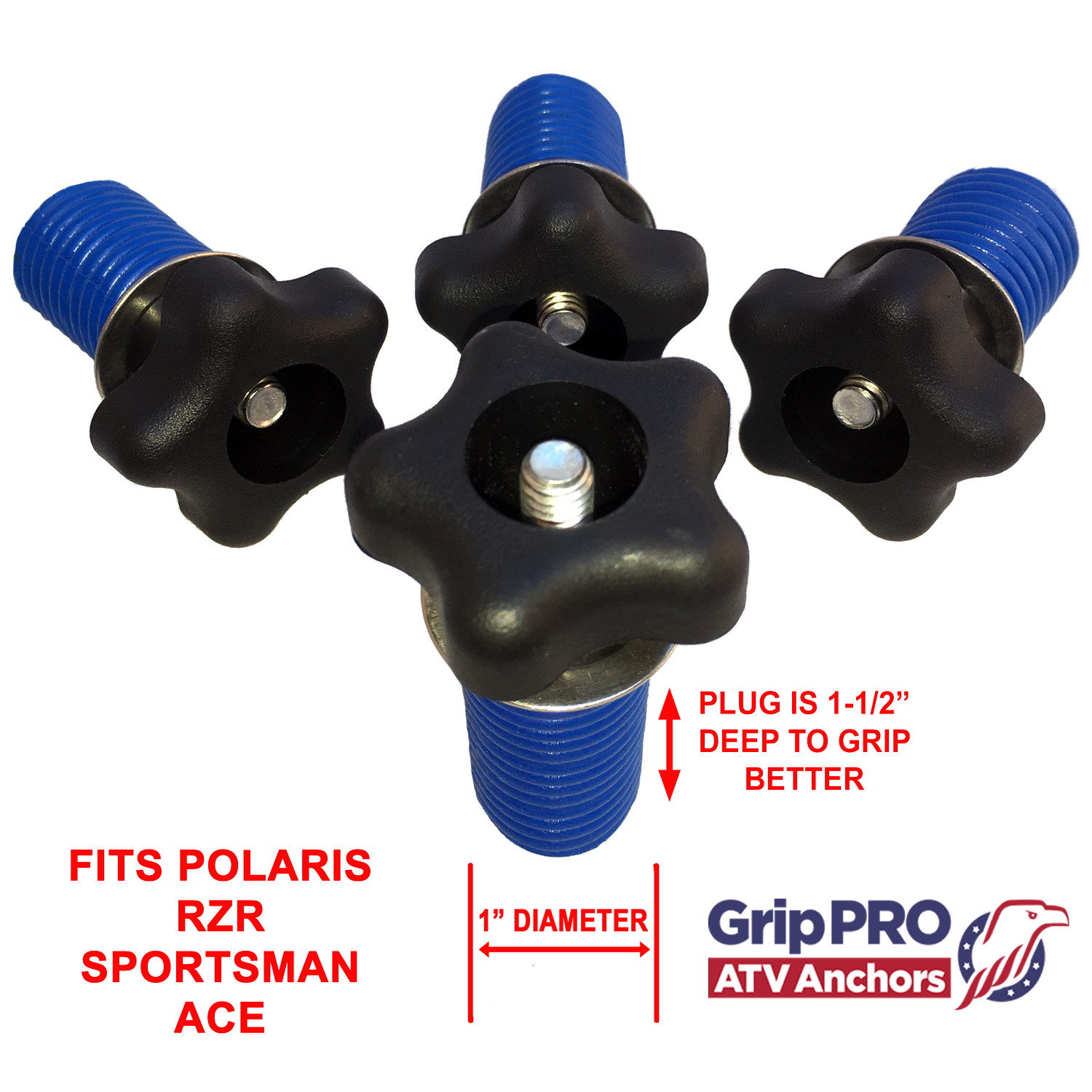 Fits POLARIS RZR Lock and Ride ATV Tie Down Anchor 4-Pack KNOB or Sportsman UTV