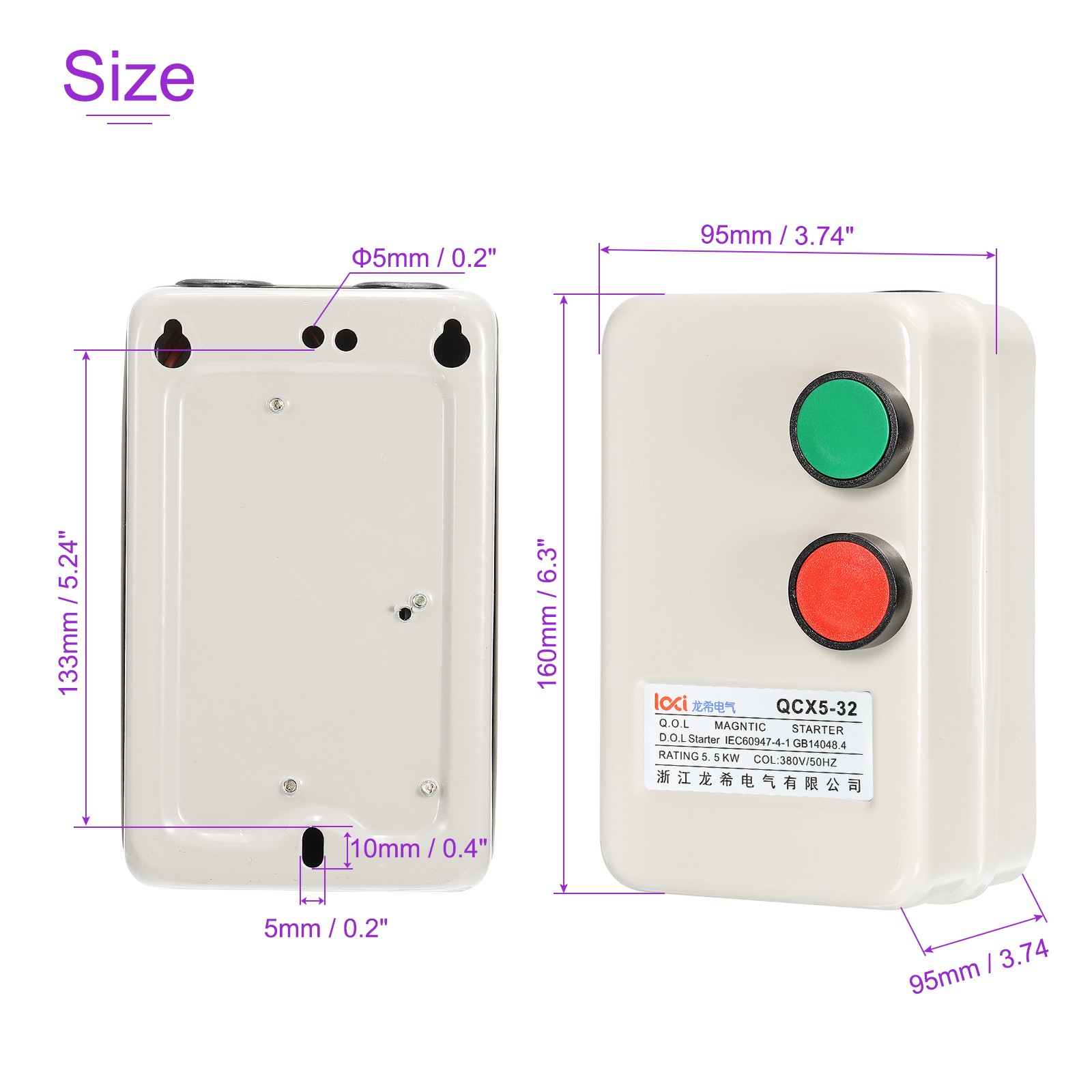 220V 240V 5.5KW Magnetic Electric Motor Starter Control Industrial Switches