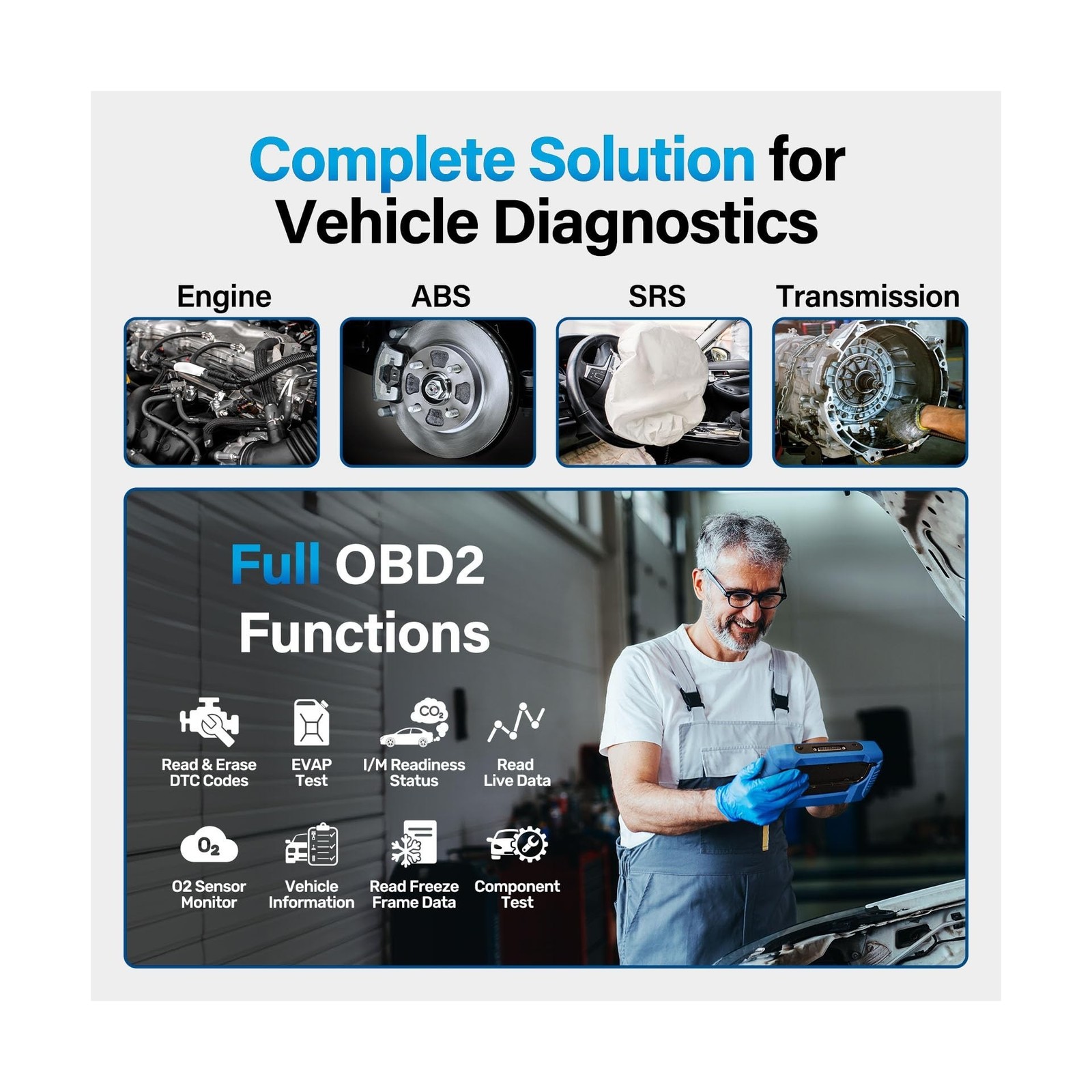 BLCKTEC 460T OBD2 Scanner Car Code Reader Engine ABS SRS Transmission Diagnos...