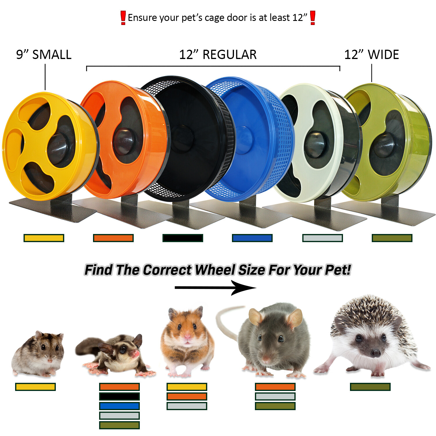 Silent Runner Glow Wheel 12" - Pet Exercise Wheel - Hamster, Sugar Glider, Rat