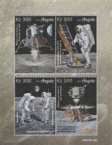 Angola 2019 - Space Moon Landing  Apollo 11 - Sheet of 4 Stamps - MNH