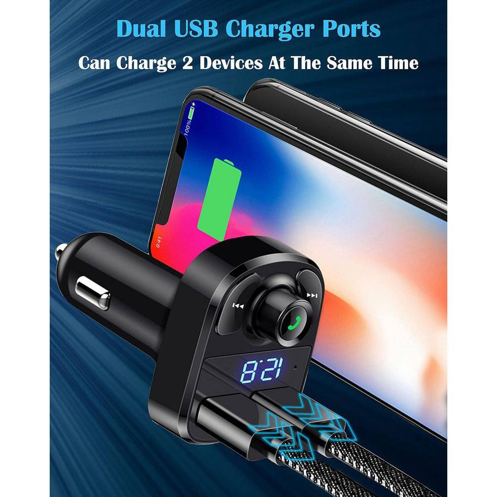 Wireless Bluetooth FM Transmitter Car Charger Handsfree Call Music Adapter Dual