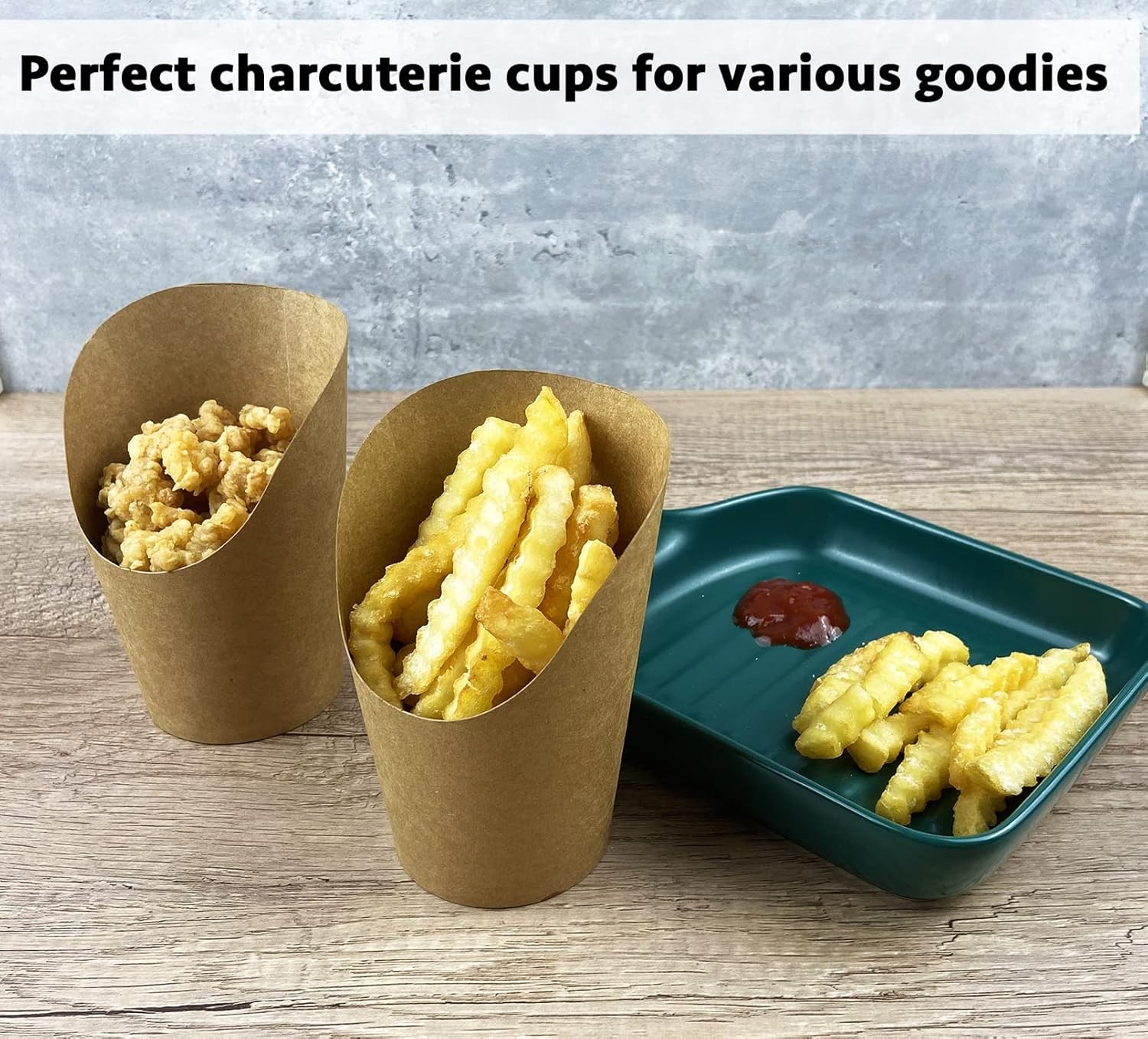 100 Charcuterie Cups 12oz Paper French Fry Holders for All