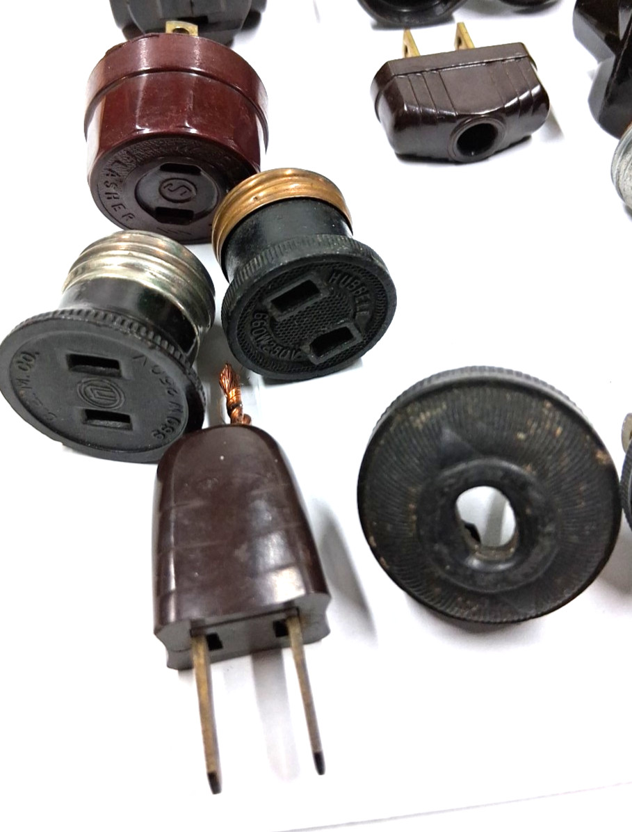 Vintage Lamp / Light Plugs other assorted electrical items lot of over 20