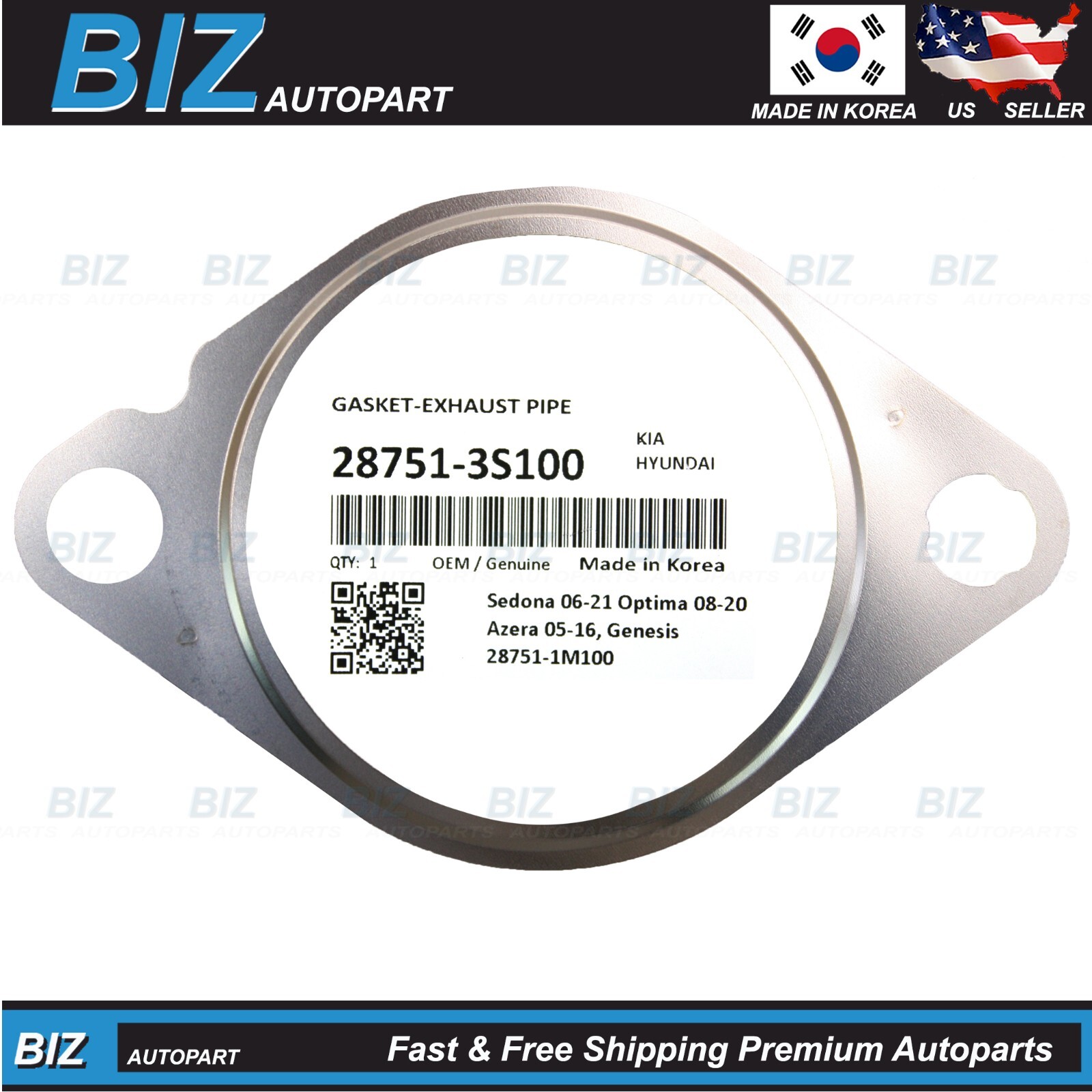 OEM Exhaust Pipe Muffler Gasket for 94-25 Genesis Hyundai 03-25 Kia 28751-3S100