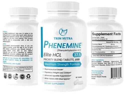 1 bottle of Phenemin Elit 37.5 Strong appetite suppressant and energy pill