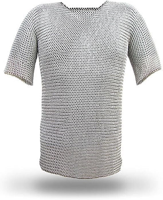 Medieval Warrior Haubergeon Butted Chain Mail Replica Armor Large Silver Shirt