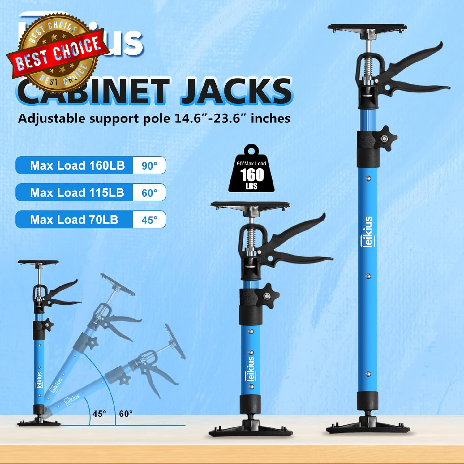 2PK Steel Cabinet Jacks for Installing Cabinets,14.6-23.6Inches, Adjustable 3Rd