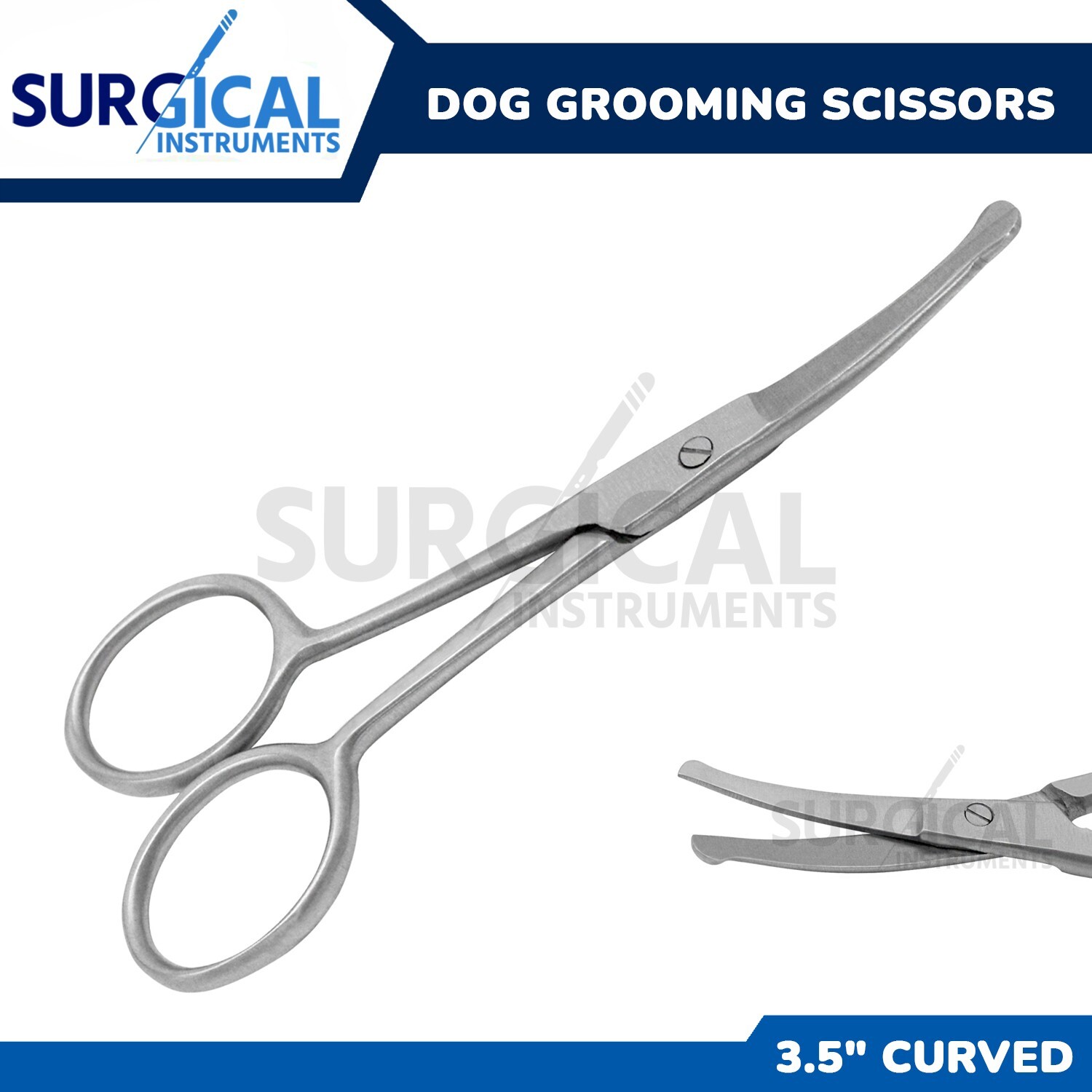 Dog Grooming Scissors 3.5" Curved W/Safety Tips for Eye Ear Nose German Grade