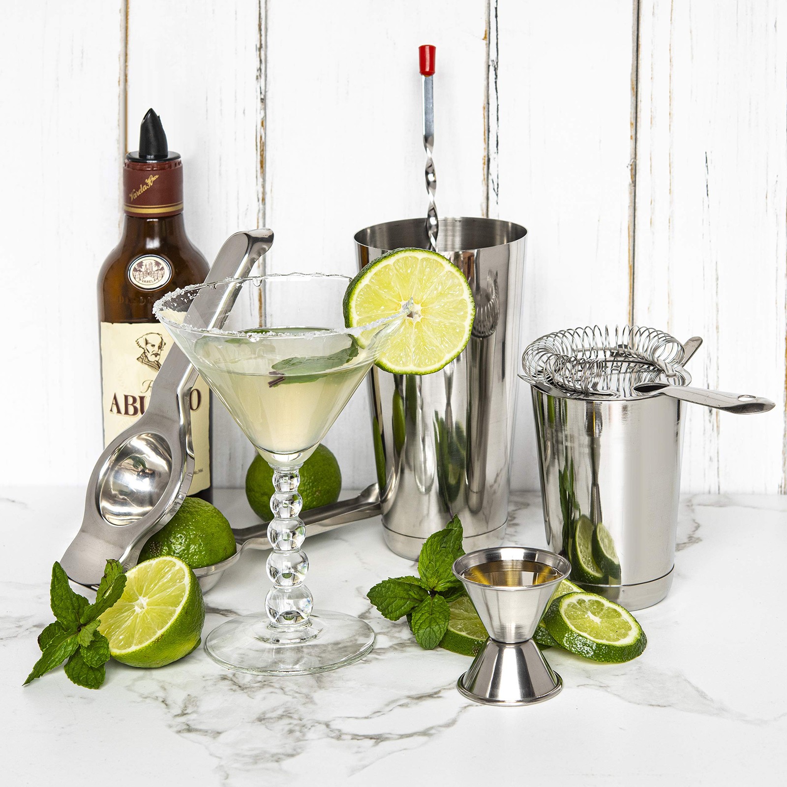 Bar Set Cocktail Shaker Set, Stainless Steel Mixology 16 Piece, Silver