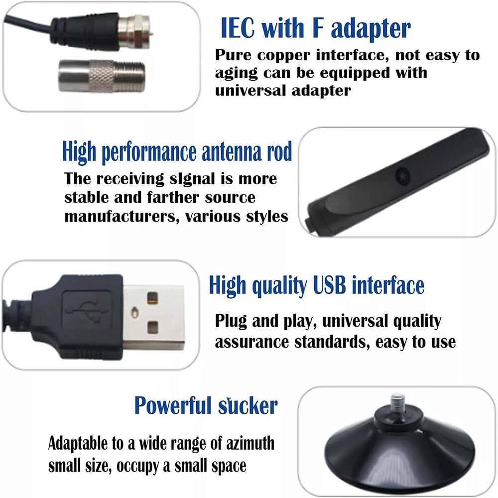 4K Rewave Antena, TV Antenna, Suction Cup TV Antenna Plug Play 3m Cable 2025 USA