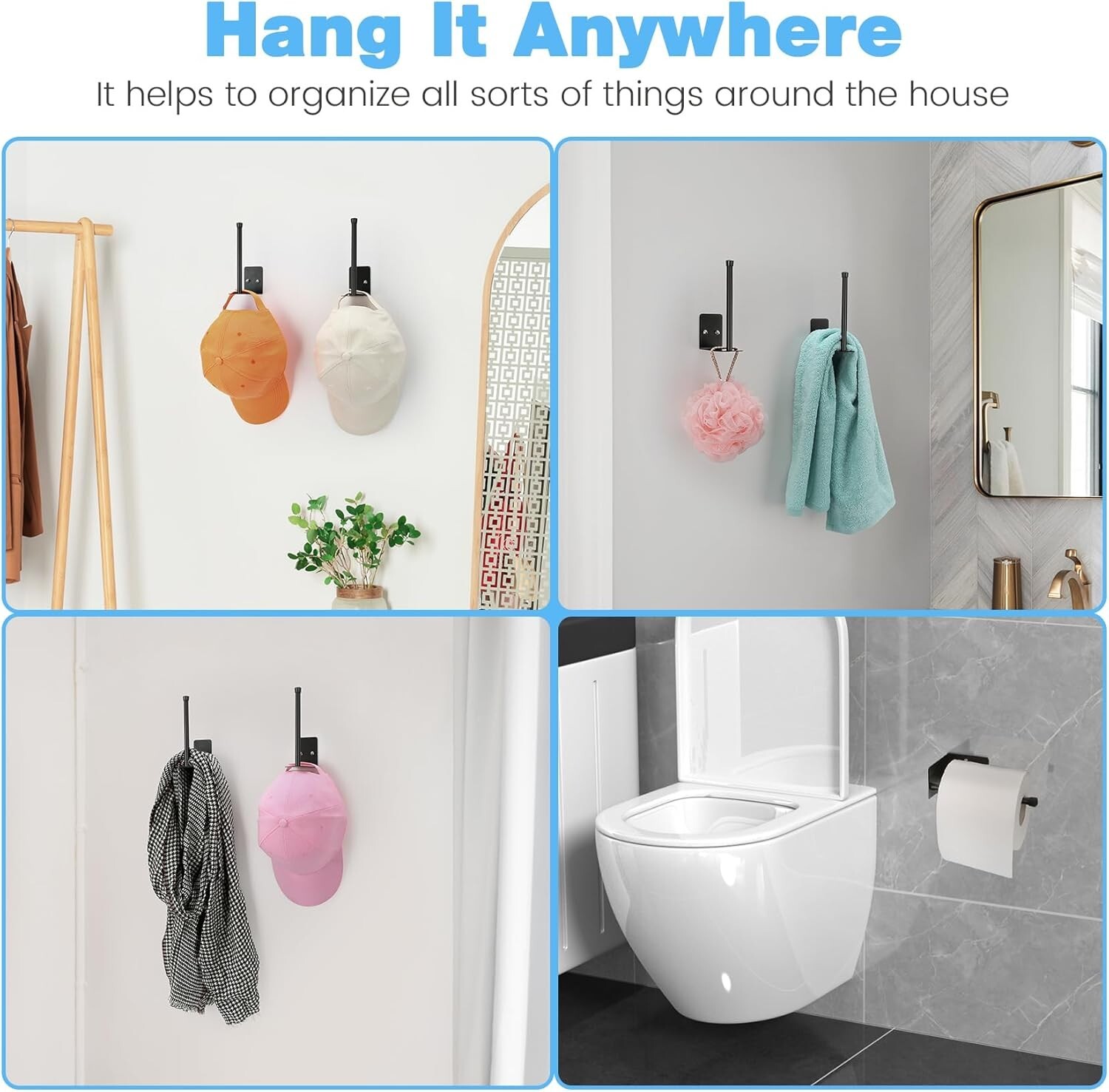 Hat Organizer for Baseball Caps, 2 Pack Hat Racks for Baseball Caps Wall, Hat...