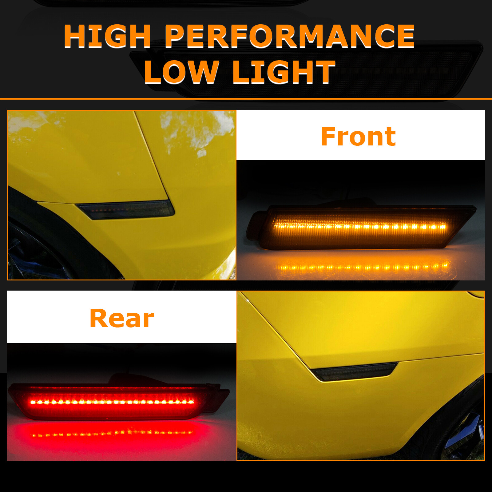 4PCS LED Bumper Side Smoked Marker Light Lamps Set For 2010-2015 Chevy Camaro
