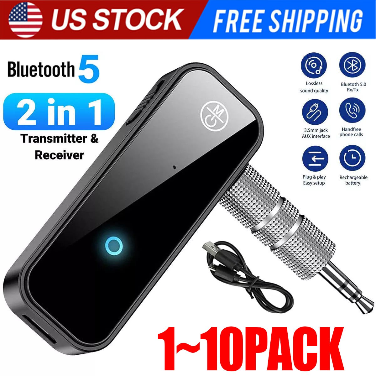 USB Wireless Bluetooth Transmitter Receiver for Car Music Audio Aux Adapter lot