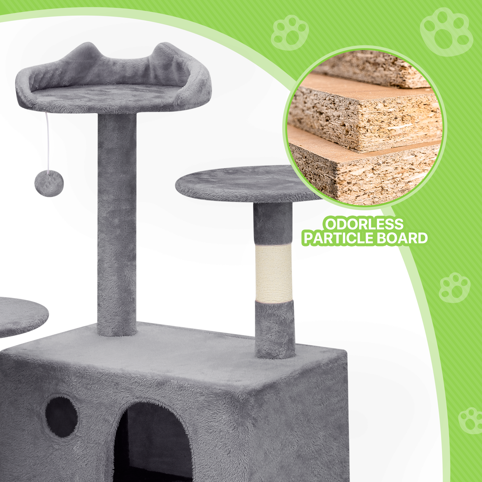 Cat Tree Cat Tower Large Kitten Playing Condo House 77" Multi-level Tipping Rope