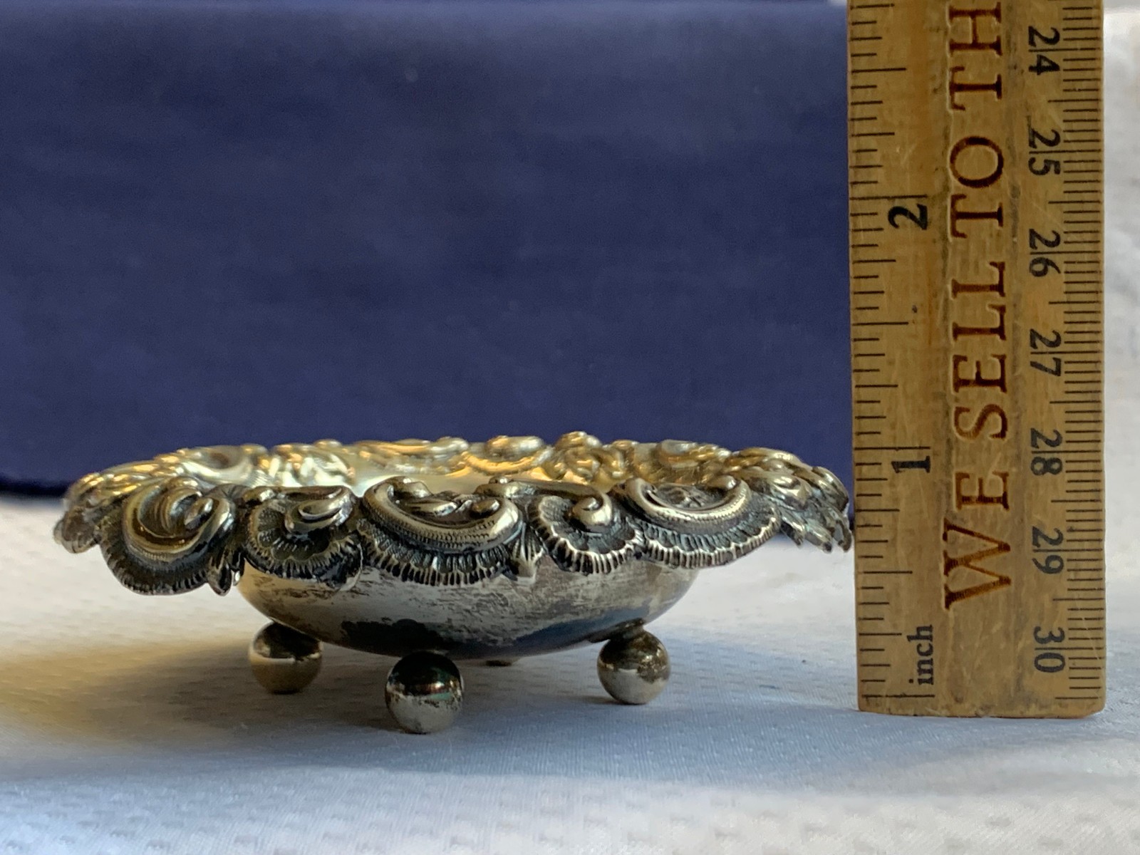 Antique Sterling Silver Condiment Dish Master Salt Cellar 36.66g Floral Repousse