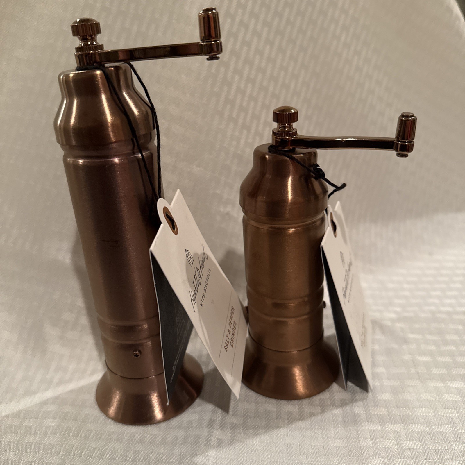 Hearth & Hand With Magnolia Salt & Pepper 2p Copper Gold Crank Grinder NEW