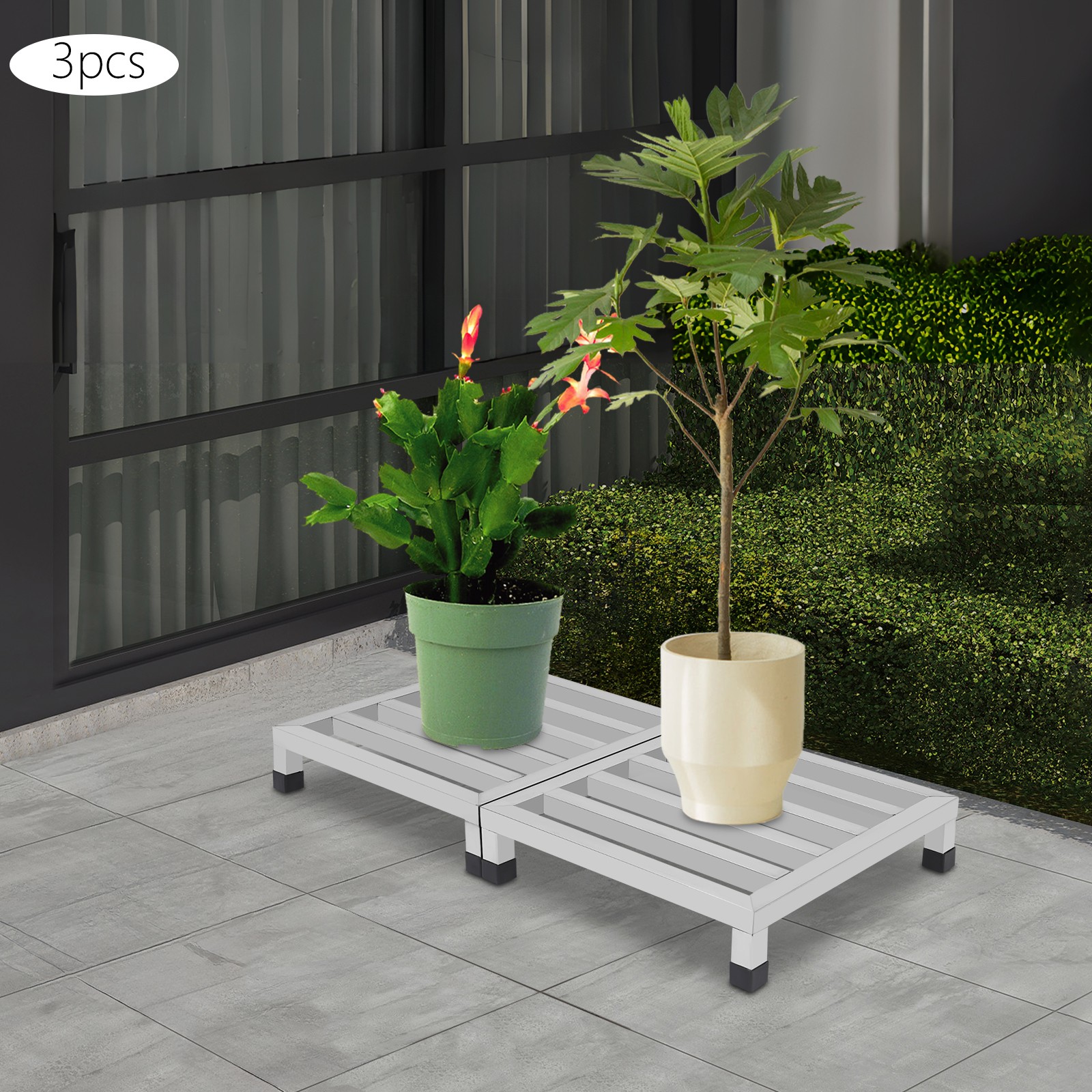 3Pcs Dunnage Stainless Steel Shelves Plants Display Rack Flower Showing Stand