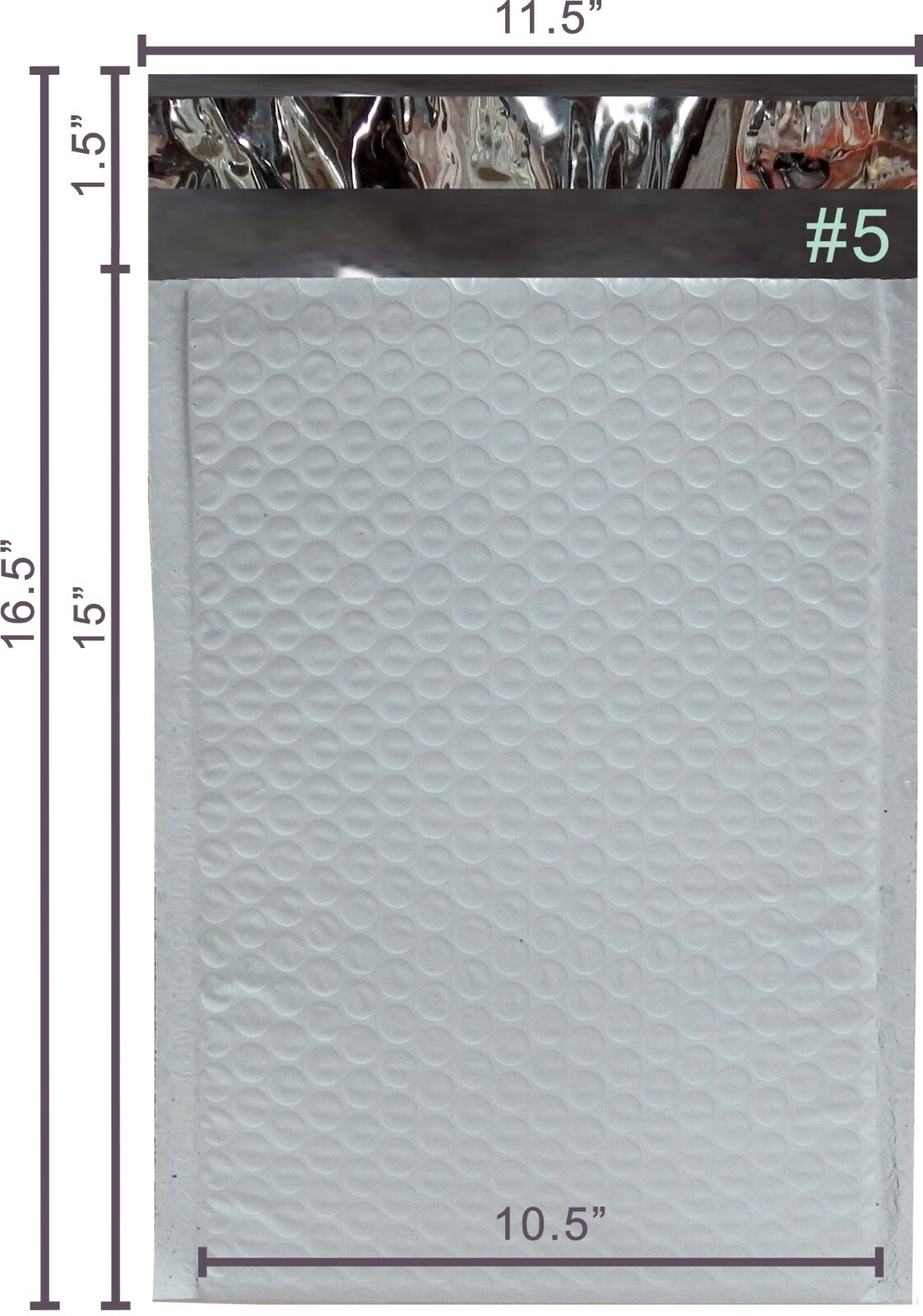 PolycyberUSA 100 pcs #5 Poly Bubble Envelopes Mailers (Inner 10.5x15)