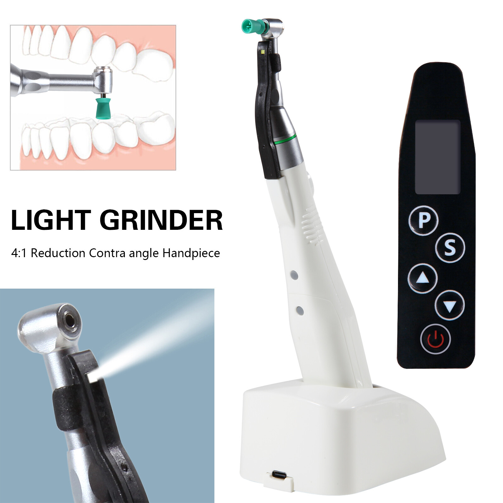 Dental hygiene Prophy LED Motor Cordless Handpiece / 100*Polishing Cups
