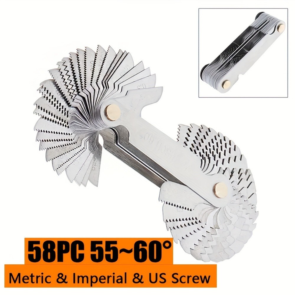 Multi-Size Thread Gauge - Metric & Imperial for Screw Thread Measurement（58pc）