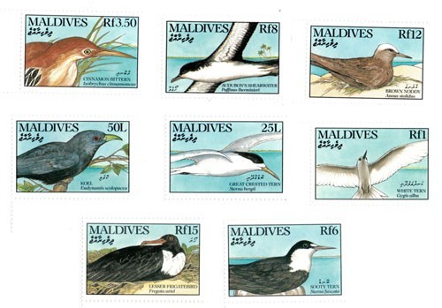 Maldives 1990 - Birds - Set of 8 Stamps - Scott #1421-8 - MNH