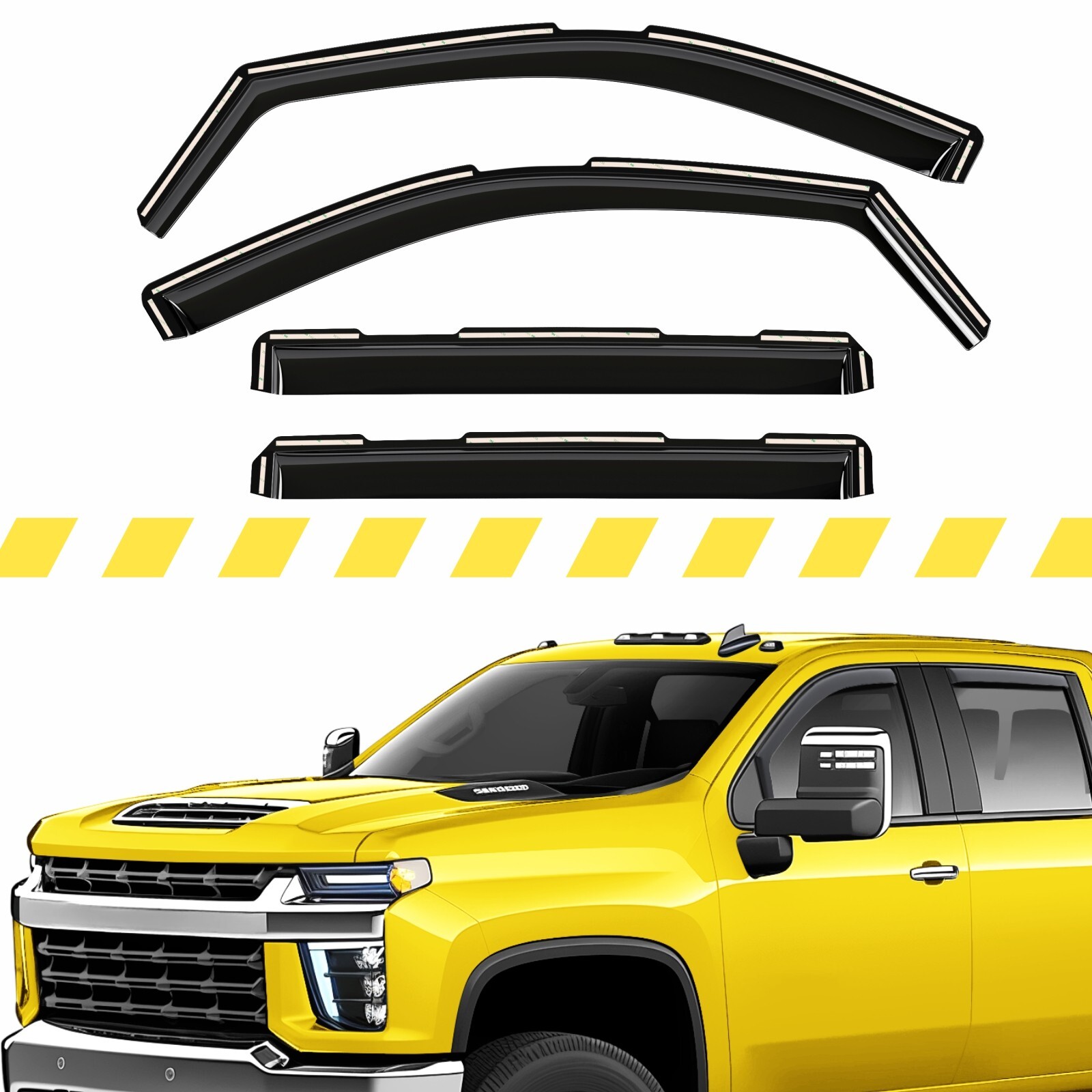 Rain Visors Wind Rain Guards for 2020-2026 Chevy Silverado Crew Cab 2500/3500