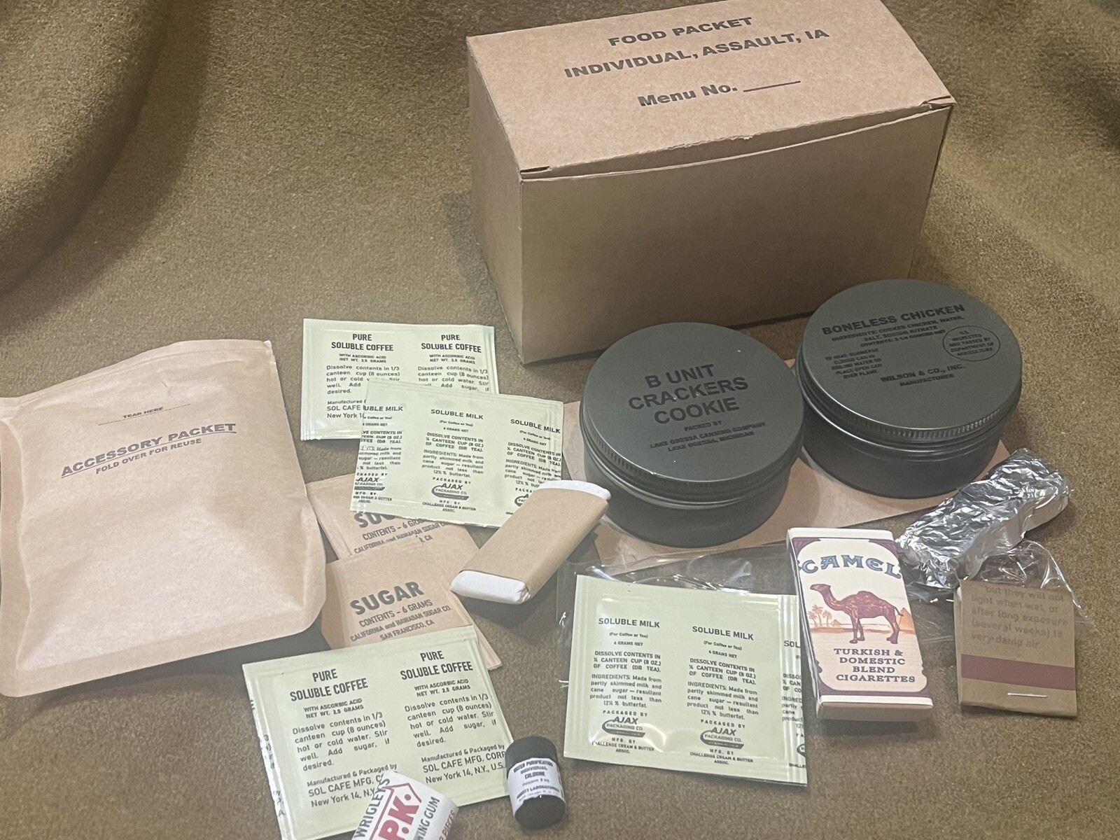 US Korean War Food Packet Individual Assault - Fully Edible Reproduction Ration