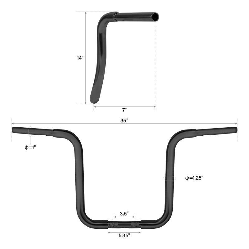 12''/14''/16"/18'' Ape Hanger 1 1/4" Handlebar Fit For Harley Softail FLST FXST