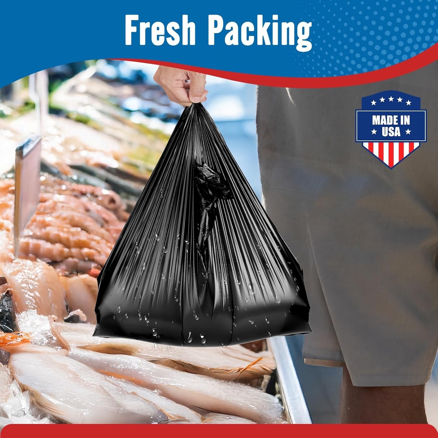 1000 Black T-Shirt Bags 1/6 12" x 6.5" x 21", Plastic Grocery Shopping Bags