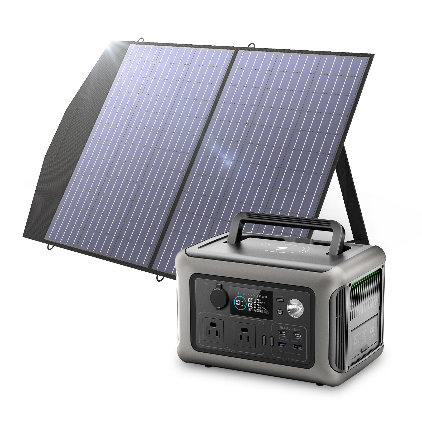 ALLPOWERS 600W|299Wh Solar Generator with 100W Solar Panel for outdoor camping