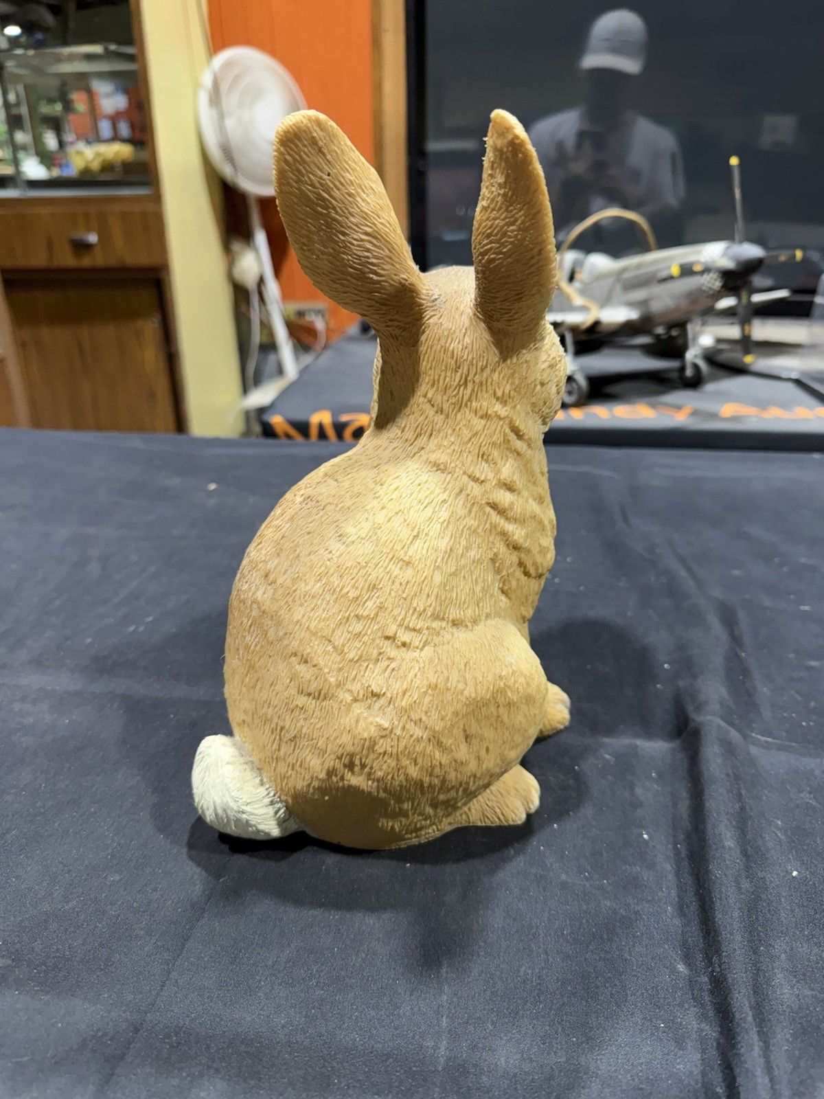 Garden Rabbit Figurine Collectible Tan with White Tail