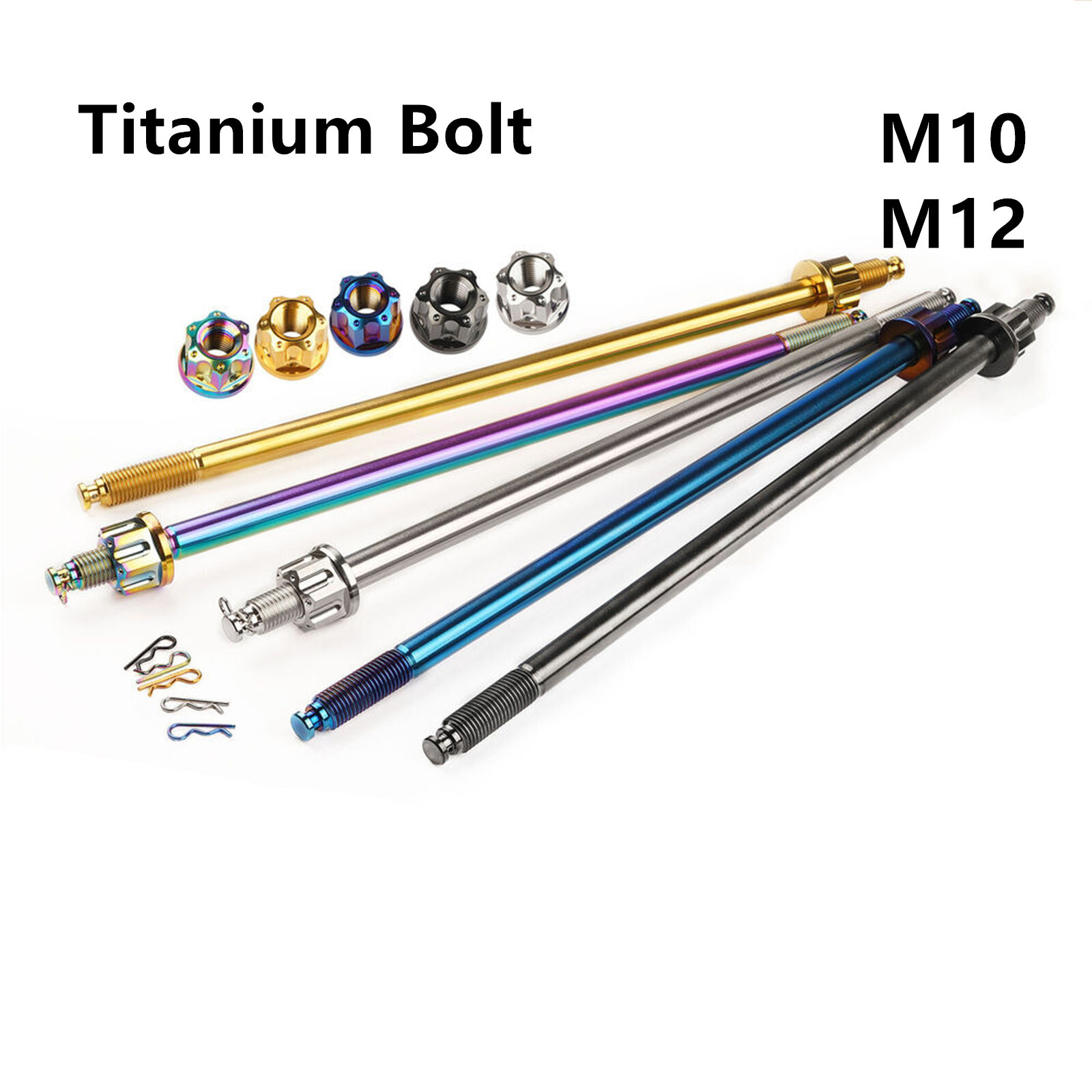 1PC Titanium M12 260/280/300/330MM Motorcycle Axis Axle Roller with Nuts P1.25