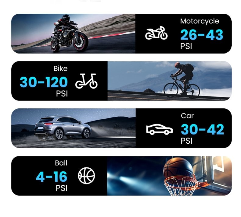 Portable Tire Inflator Rechargeable Air Compressor Pump 150PSI for Car Bike Ball