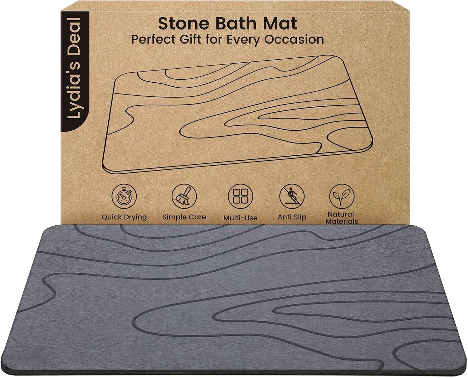 Diatomaceous Earth Bath Non-Slip Stone Shower Mat Foldable 23.6 x 15.4in Random