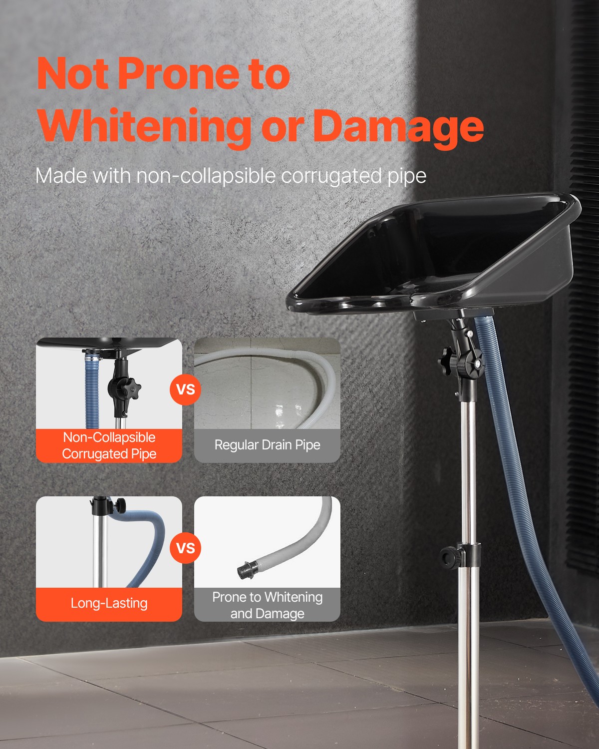 VEVOR Portable Shampoo Bowl Drain Hose Adjustable Salon Sink for Barbershop Home