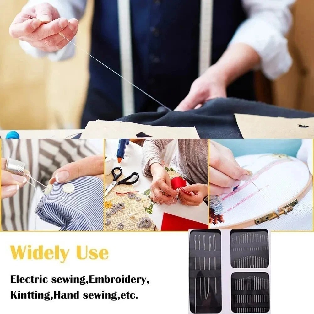55pcs Big Eye Sewing Needles Stainless Steel Mixed Sizes Embroidery Set
