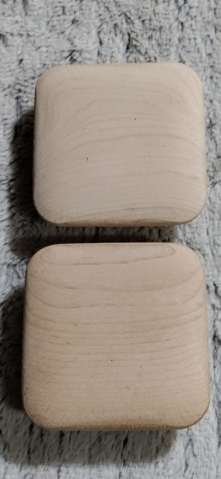 2 WADDELL 3" SQUARE UNFINISHED MAPLE WOOD CABINET / DRAWER KNOBS, NO.578 VINTAGE