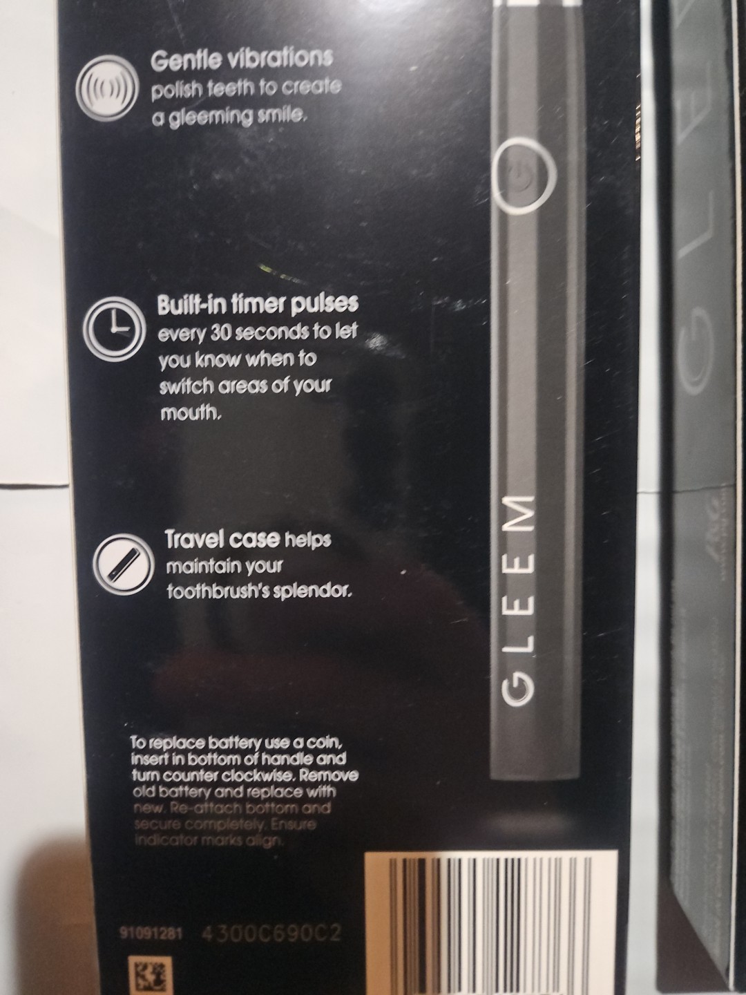 Lot of 2 Gleem Electric Power Toothbrush Battery Black Free S&H Factory Sealed