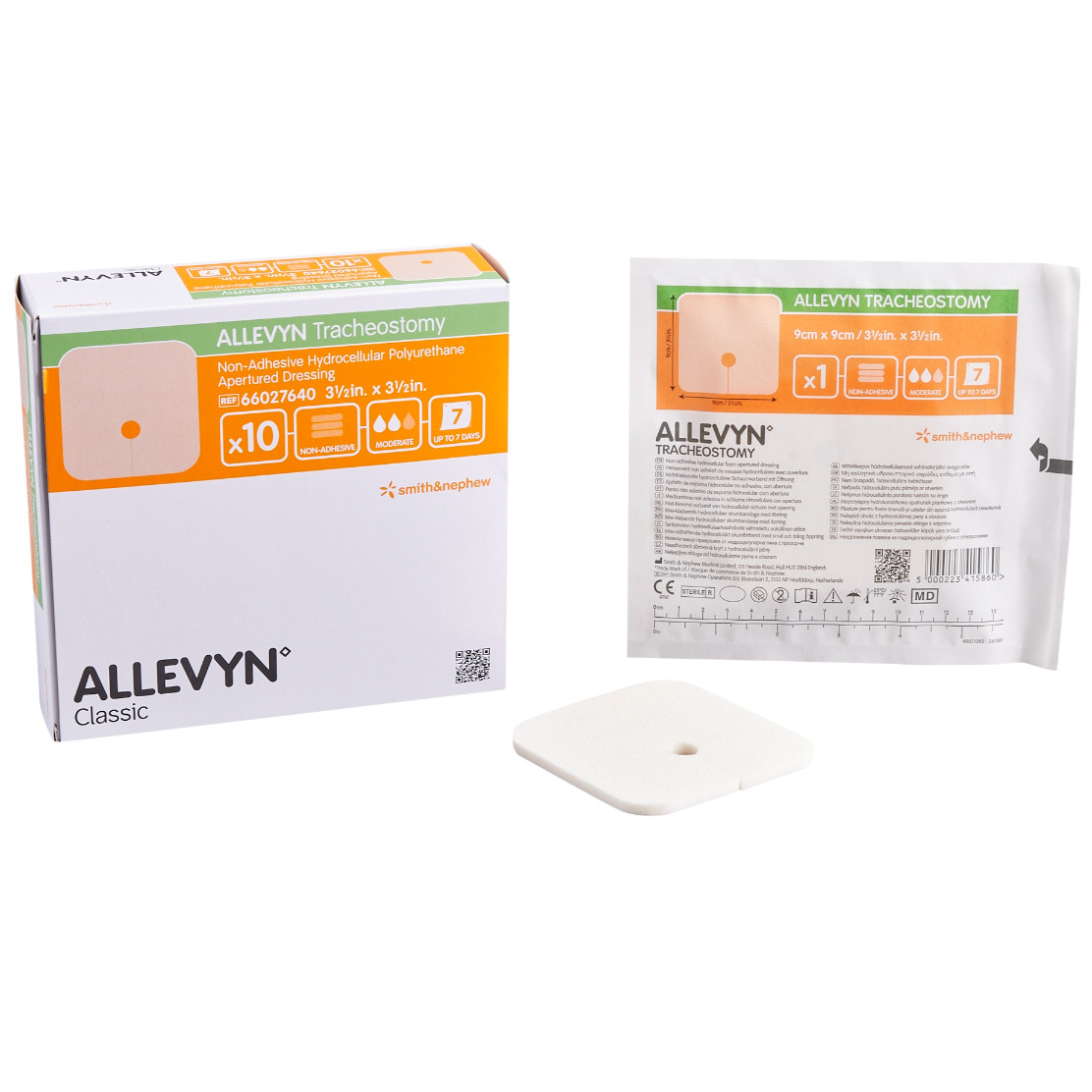Smith & Nephew Allevyn Tracheostomy Foam Dressing, 3½" x 3½" - Case of 80 Pads