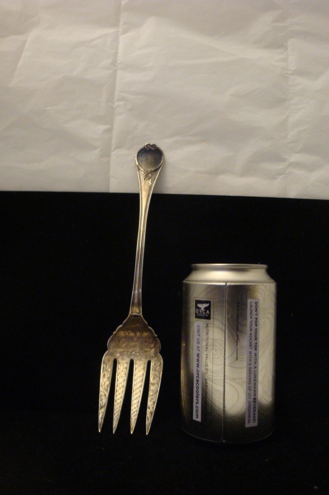 Antique Ball Black & Co coin silver meat fork Mono "B"on handle 10" 118g etched