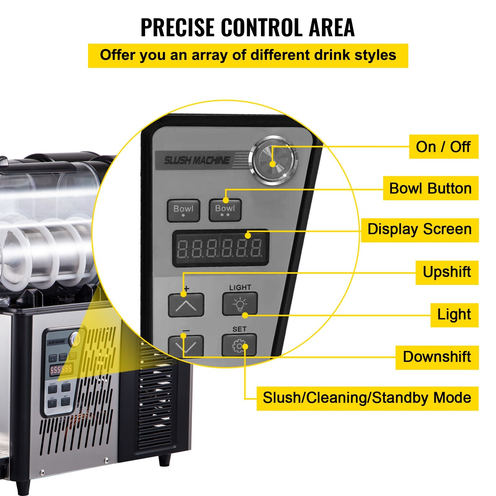 6L Commercial Slushy Machine 3L x 2 Smoothie Maker Slush Machine 2 x 0.79 Gal