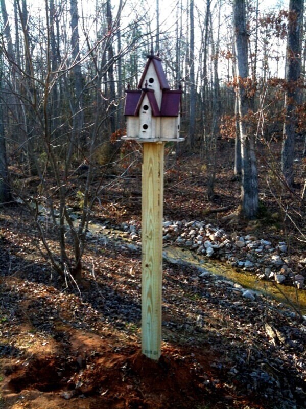 Large Blue Manor Birdhouse Weathered Country Cottage Indoor Outdoor Distressed